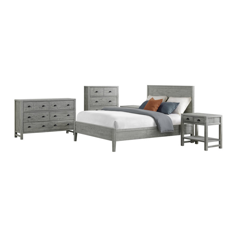 Arden 5-Piece Gray Pine Wood Bedroom Set with Queen Bed
