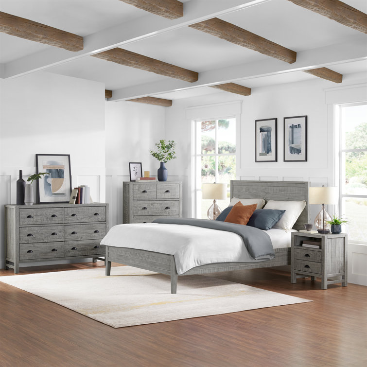 Arden 5-Piece Driftwood Gray Pine Wood King Bedroom Set