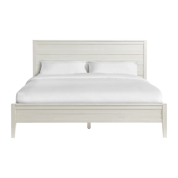 King White Pine Wood Bed with Headboard and Slats
