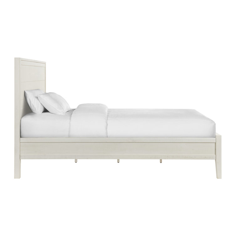 King White Pine Wood Bed with Headboard and Slats