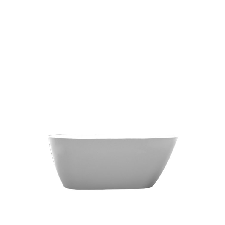 White Acrylic Freestanding Soaking Bathtub with Overflow Drain