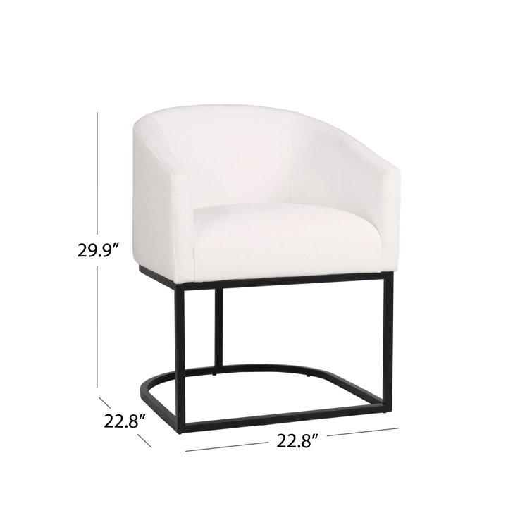 White Upholstered Arm Chair with Metal Legs