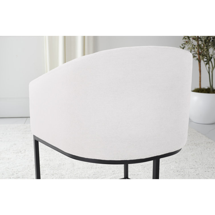 White Upholstered Arm Chair with Metal Legs