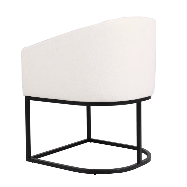 White Upholstered Arm Chair with Metal Legs
