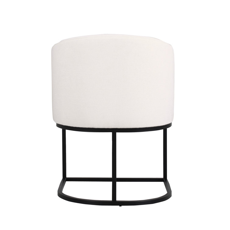 White Upholstered Arm Chair with Metal Legs