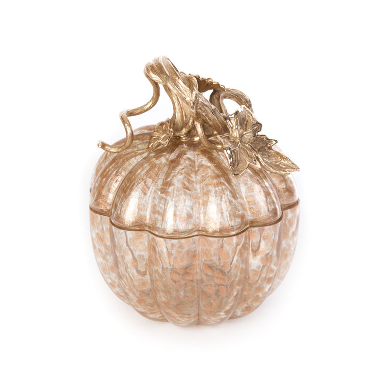 Gold and Clear Glass Pumpkin Shaped Decorative Canister