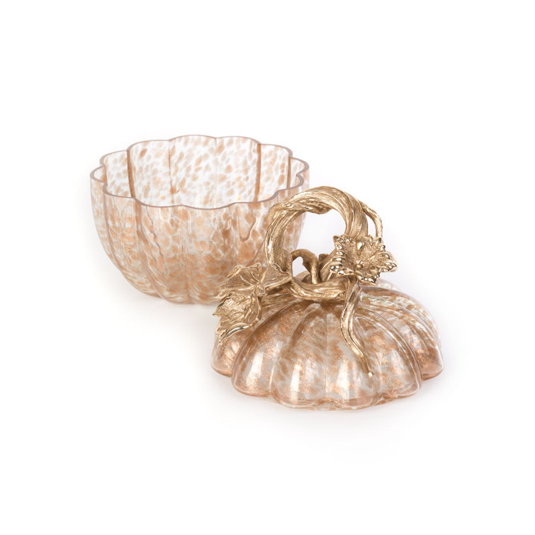 Gold and Clear Glass Pumpkin Shaped Decorative Canister