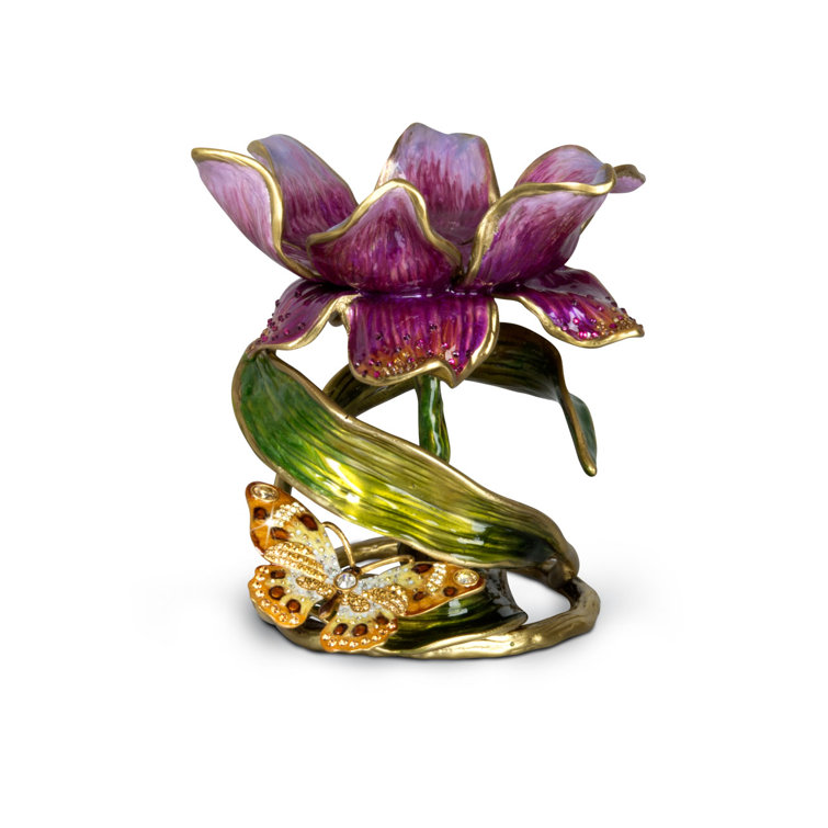 Antiqued Gold Brass Pillar Candle Holder with Swarovski Crystals