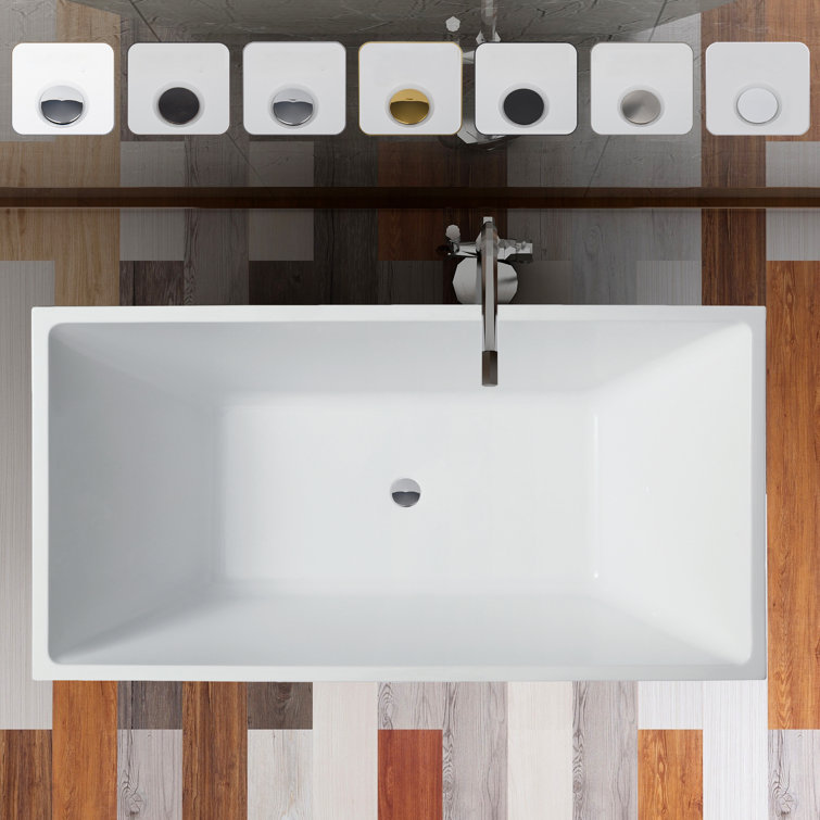 Vanity Art 67" Pure White Acrylic Freestanding Soaking Bathtub