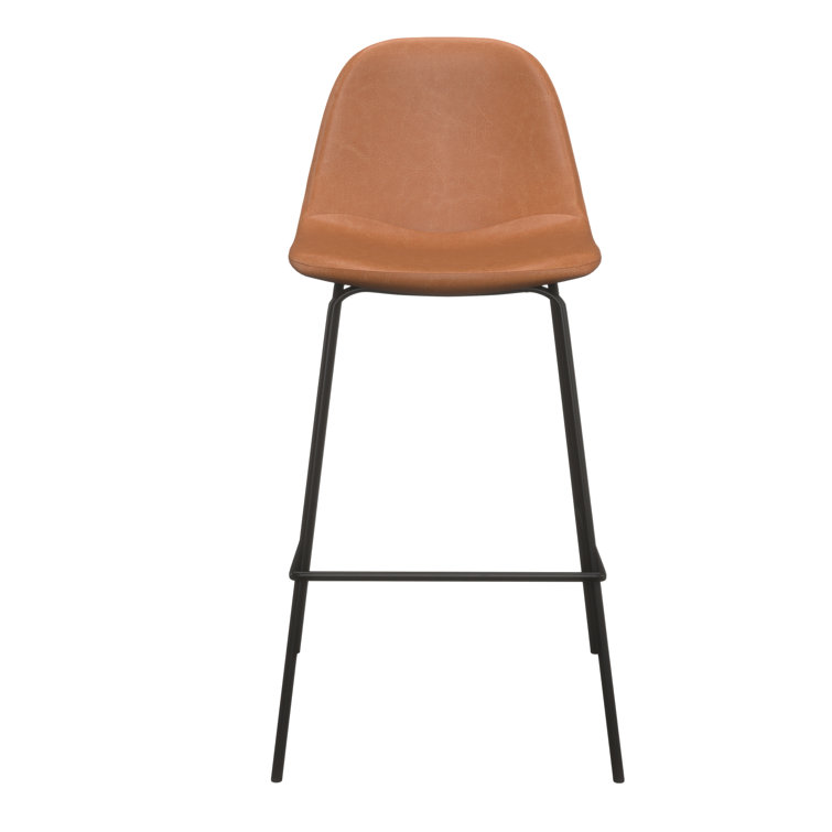 Saddle Vegan Leather Counter Stool with Metal Legs, Set of 2