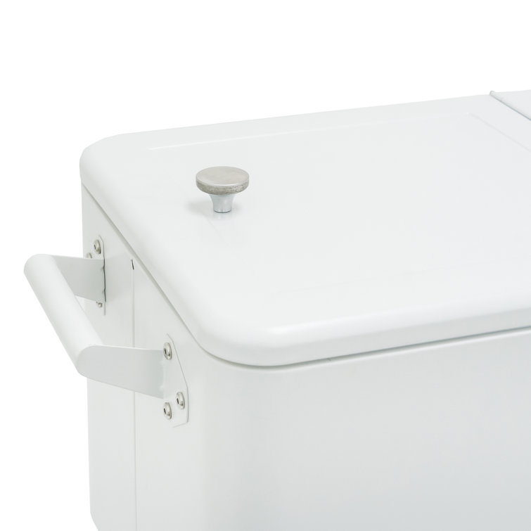 White Powder-Coated Steel 80-Quart Rolling Outdoor Patio Cooler with Wheels