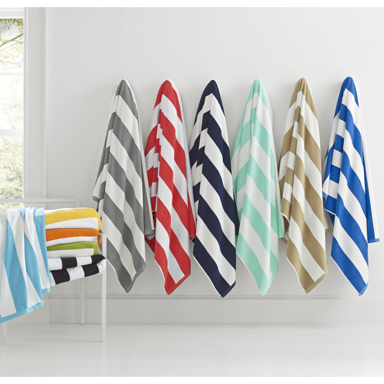 Oversized Navy and White Striped Cotton Beach Towel