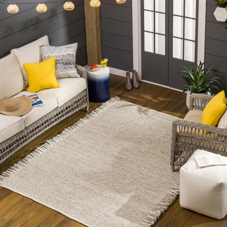 Azalea Black Rectangular Handwoven Easy-Care Outdoor Rug