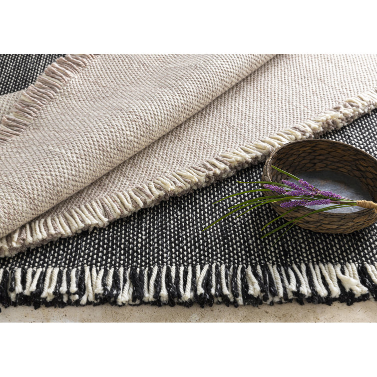 Azalea Black Rectangular Handwoven Easy-Care Outdoor Rug