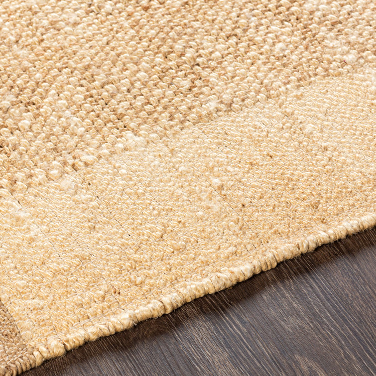Handwoven Natural Jute Rectangular Rug with Braided Fringe - 5' x 7'