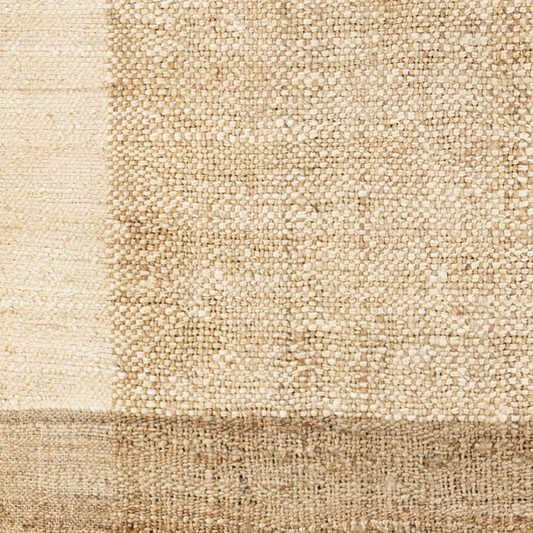 Handwoven Natural Jute Rectangular Rug with Braided Fringe - 5' x 7'
