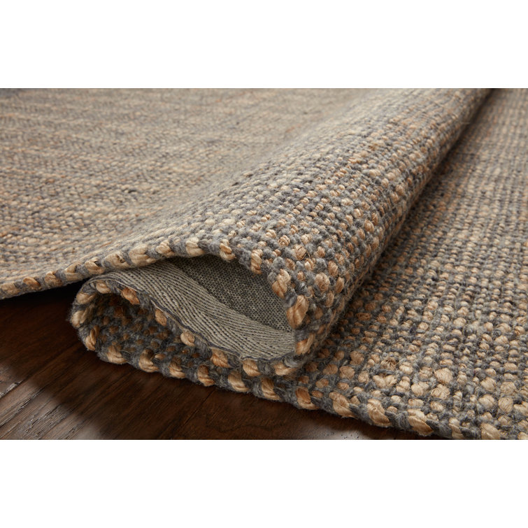 Handmade Charcoal and Natural Wool Flat Woven Area Rug