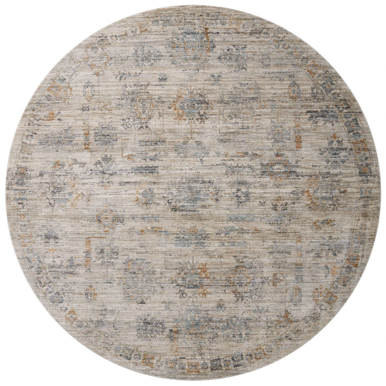 Round Blue Synthetic Handmade Area Rug, 5'-3"
