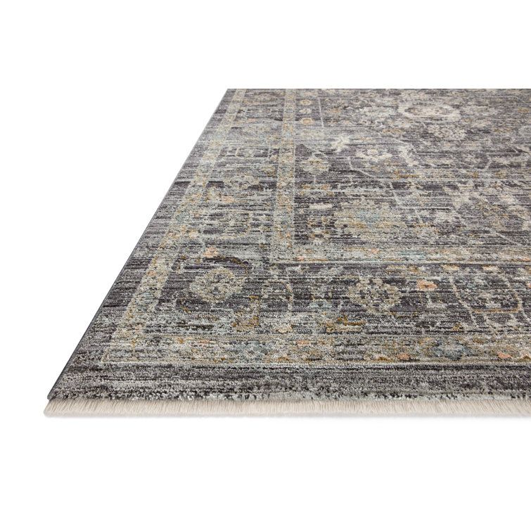 Gray Oriental Synthetic Runner Rug 2'-7" x 10'