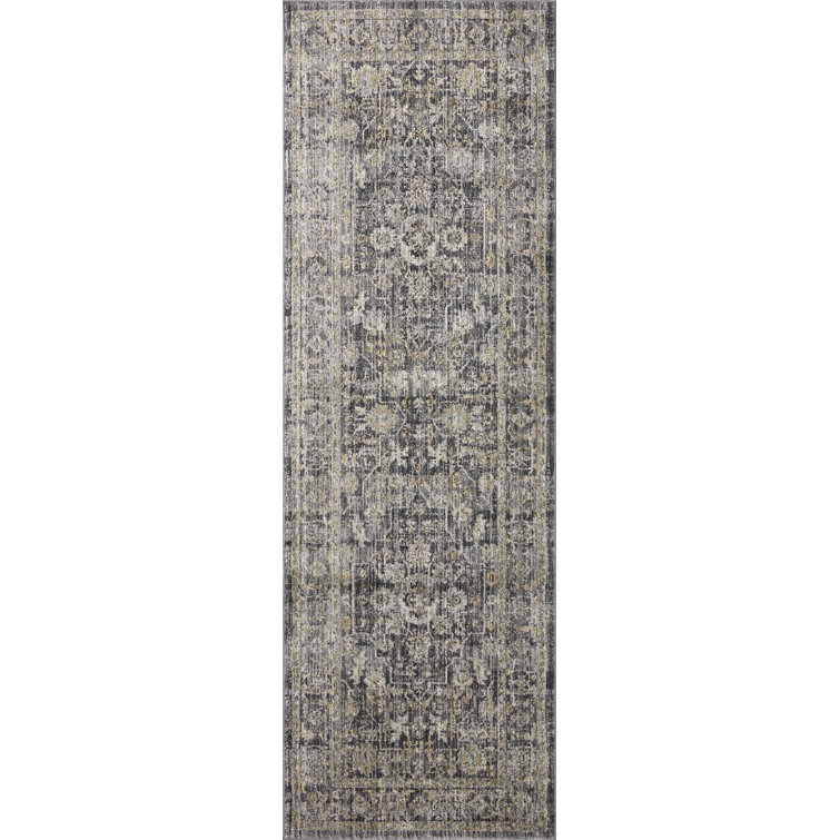 Gray Oriental Synthetic Runner Rug 2'-7" x 10'