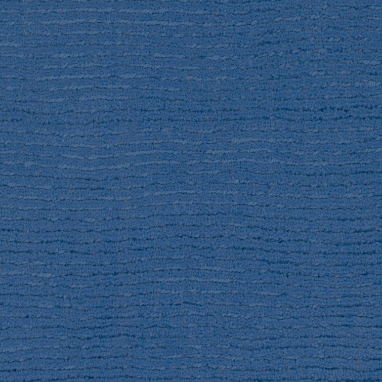 Handmade Round Dark Blue Wool Striped Rug