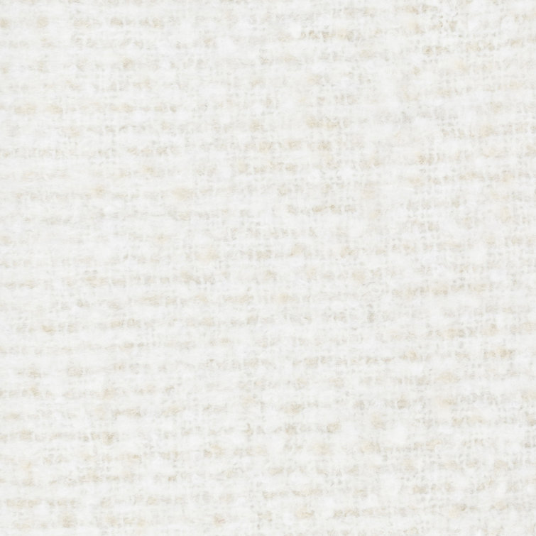 Ivory White Woven Acrylic Throw Blanket with Fringe