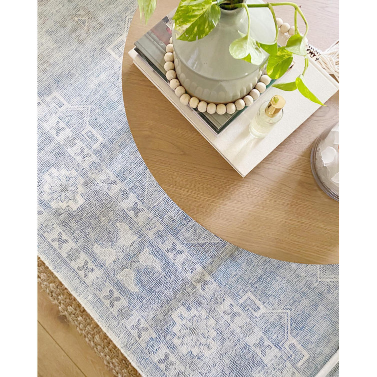 Blue Hand-Tufted Wool and Cotton 8' x 10' Area Rug