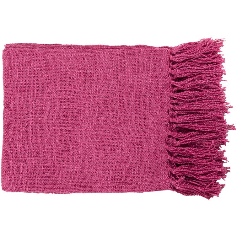 Magenta Cotton Reversible Throw with Fringe