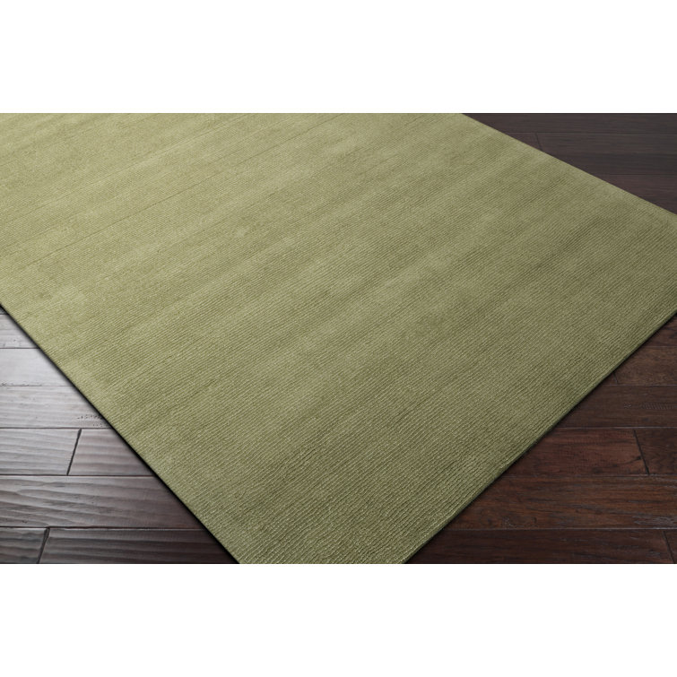 Handmade Geometric Wool Rectangular Rug, 3'3" x 5'3", Sage