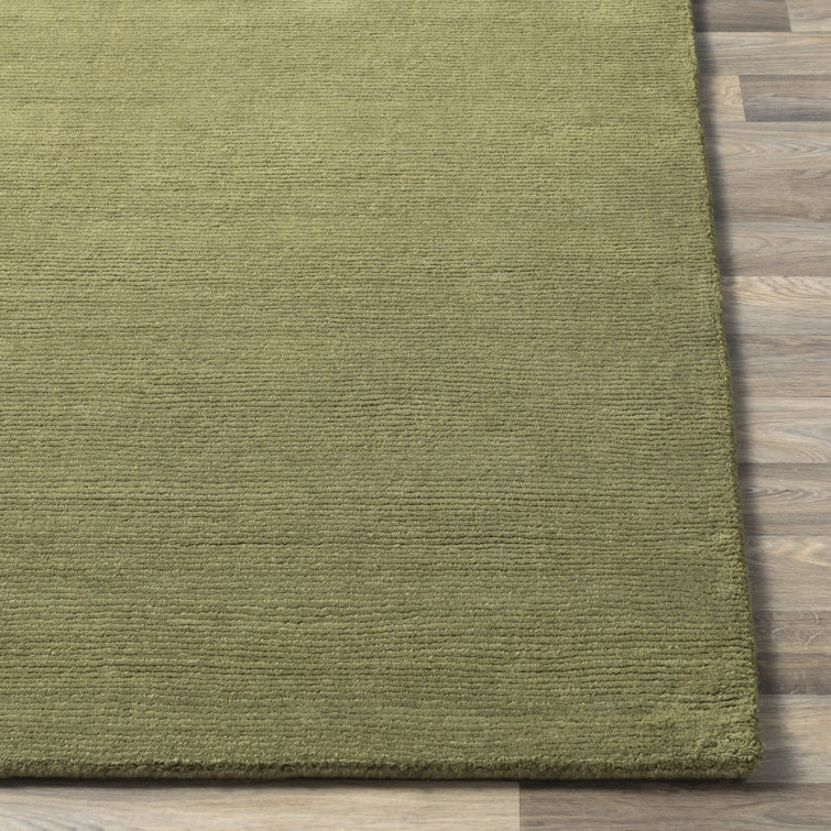 Handmade Geometric Wool Rectangular Rug, 3'3" x 5'3", Sage