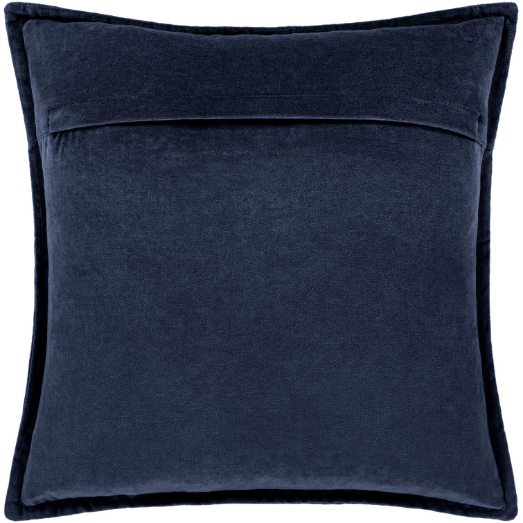 Edgar Blue Velvet-Like 18'' Square Cotton Throw Pillow