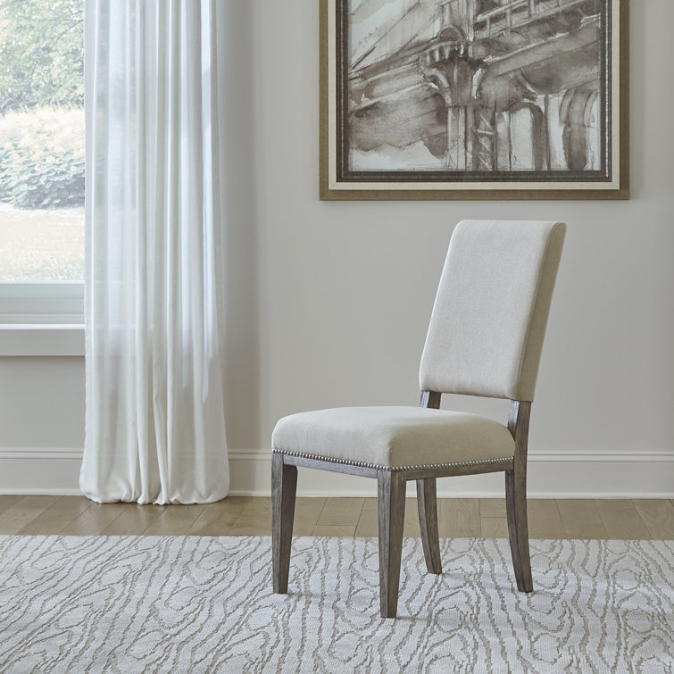 Havana Brown Upholstered Side Chair with Nailhead Trim