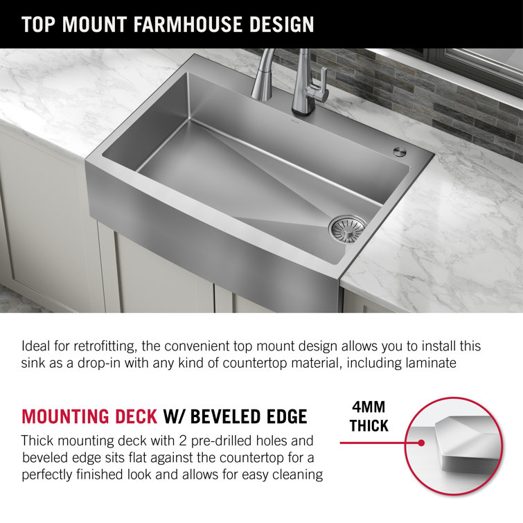 Delta 33-inch Stainless Steel Farmhouse Apron Front Single Bowl Sink