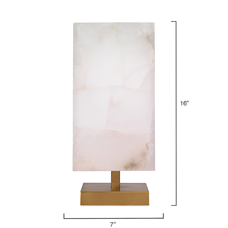 Gold Alabaster Shade Brass Table Lamp with 3-Way Switch
