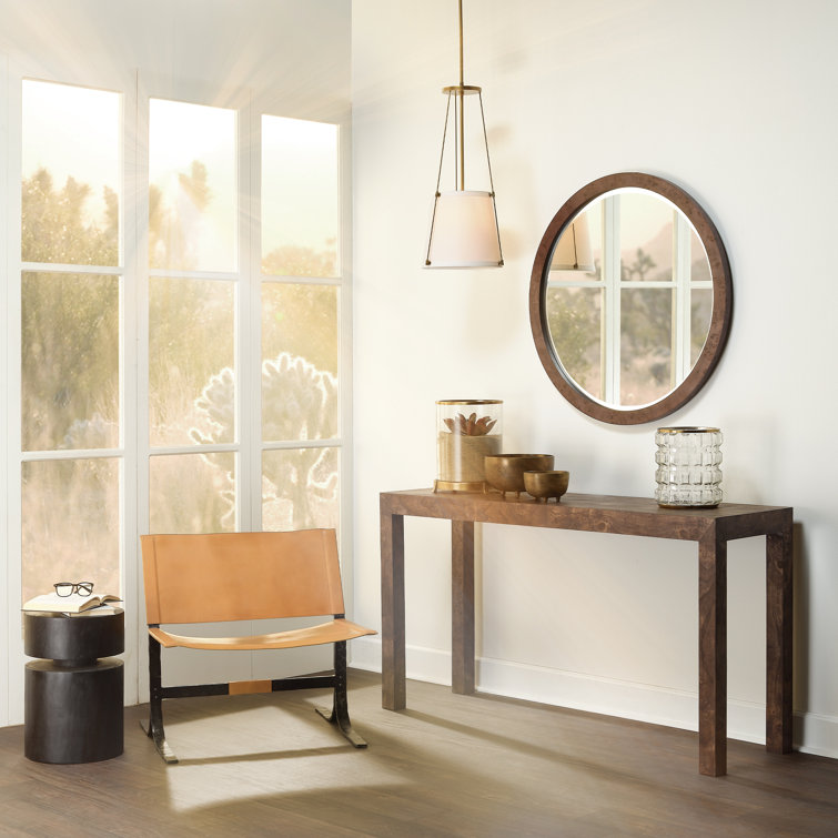 Gray Burl Wood Veneer Console Table, 60 Inch