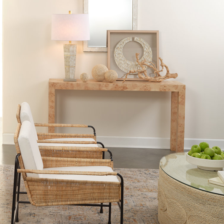 Oval Handwoven Corn Straw Rope Coffee Table with Glass Top