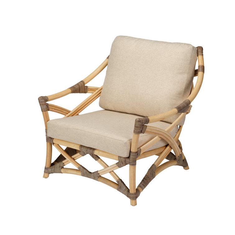Gray and Natural Handcrafted Rattan Lounge Chair