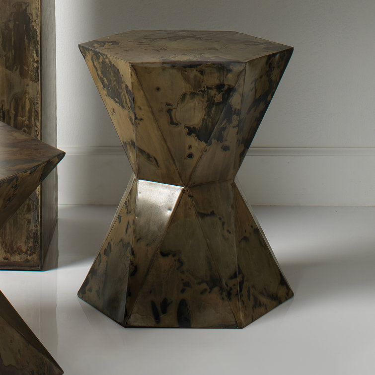Cosmic Rustic Patina Iron Prism Side Table 19"x16.5"