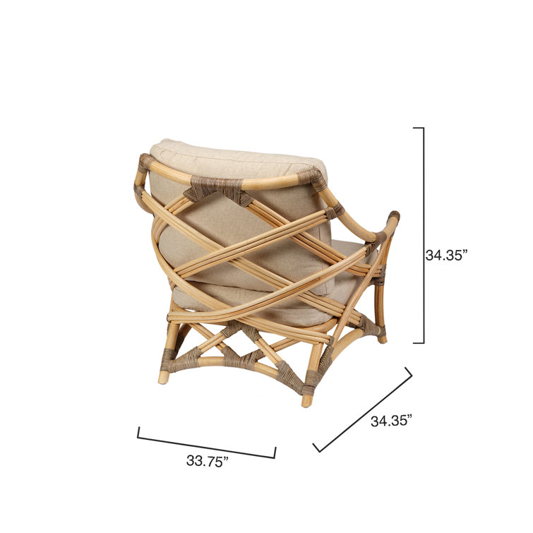 Gray and Natural Handcrafted Rattan Lounge Chair