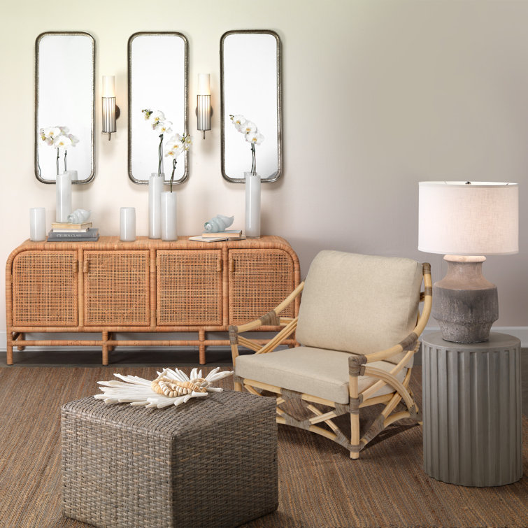 Gray and Natural Handcrafted Rattan Lounge Chair