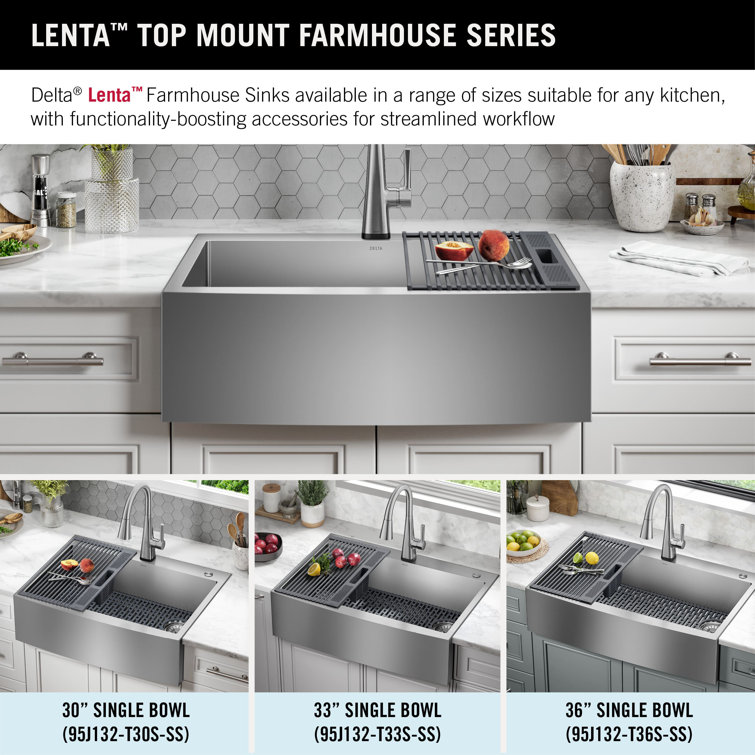 36-Inch Brushed Stainless Steel Farmhouse Drop-In Sink