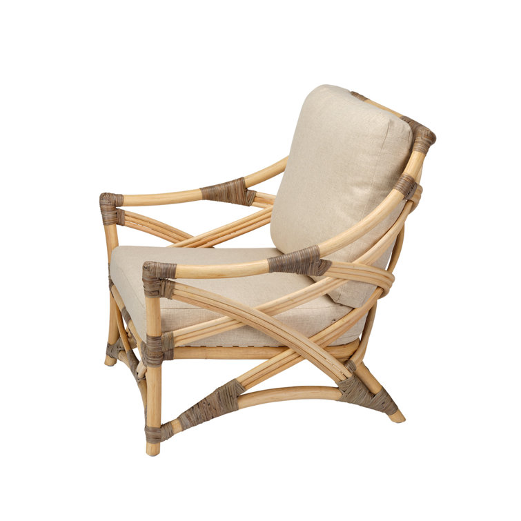 Gray and Natural Handcrafted Rattan Lounge Chair