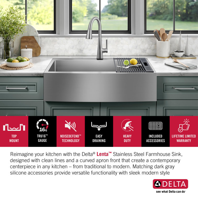 36-Inch Brushed Stainless Steel Farmhouse Drop-In Sink