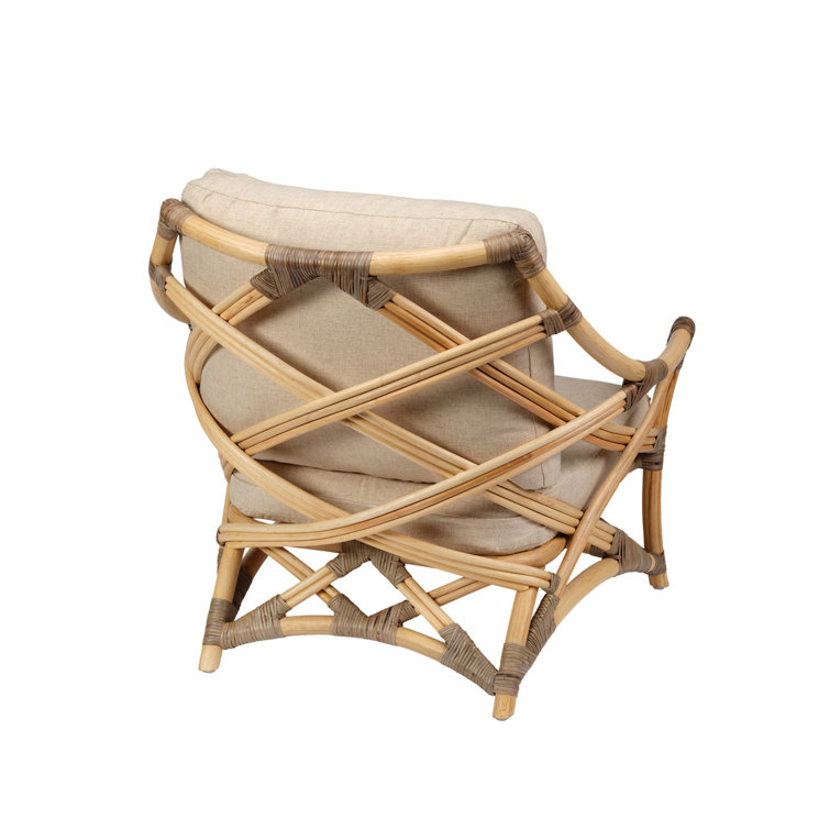 Gray and Natural Handcrafted Rattan Lounge Chair