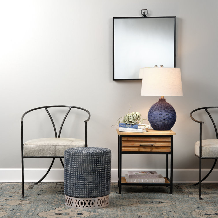 Gray Leather and Black Iron Handcrafted Armchair