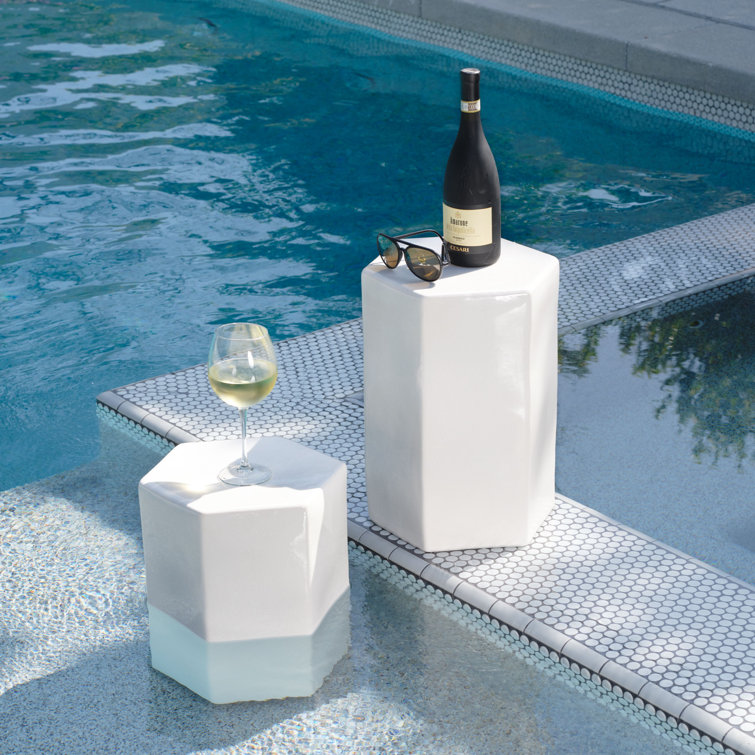 White Ceramic Hexagonal Side Table