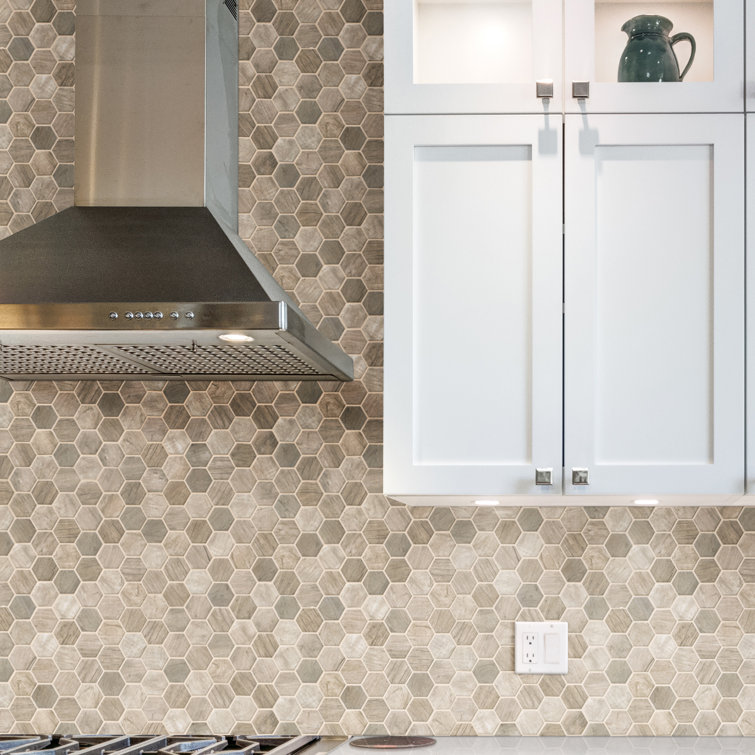 Driftwood Hexagon Matte Glass Wood Look Mosaic Tile