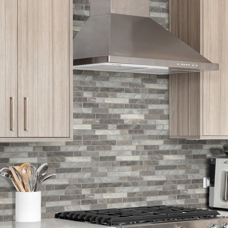 Tarvos Gray and Greige Polished Glass Mosaic Tile