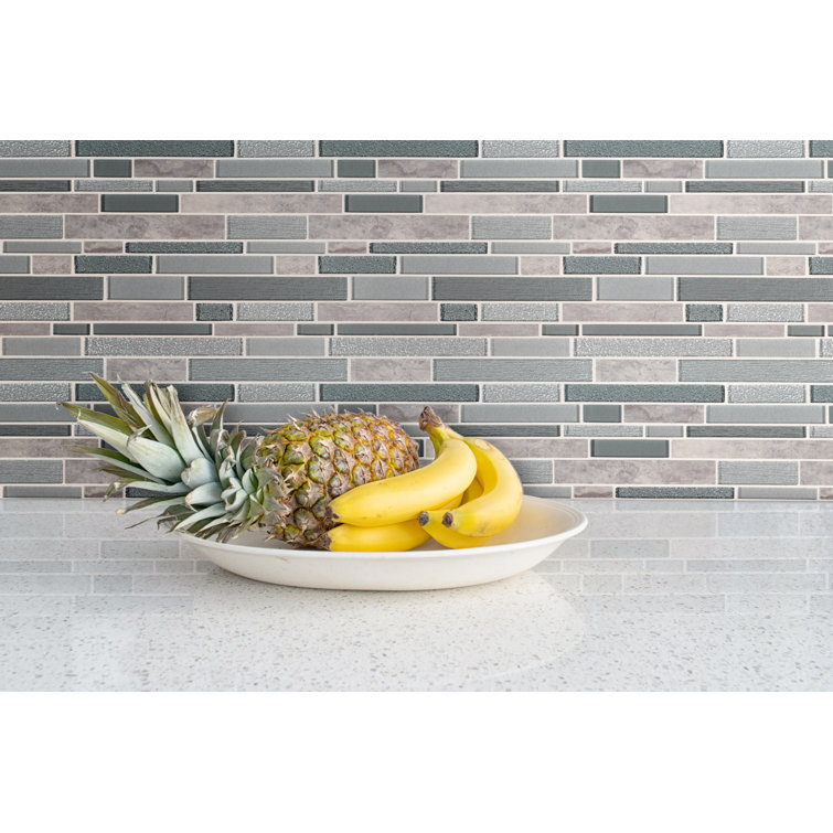 Smoky Alps Gray Porcelain and Glass Mosaic Wall Tile