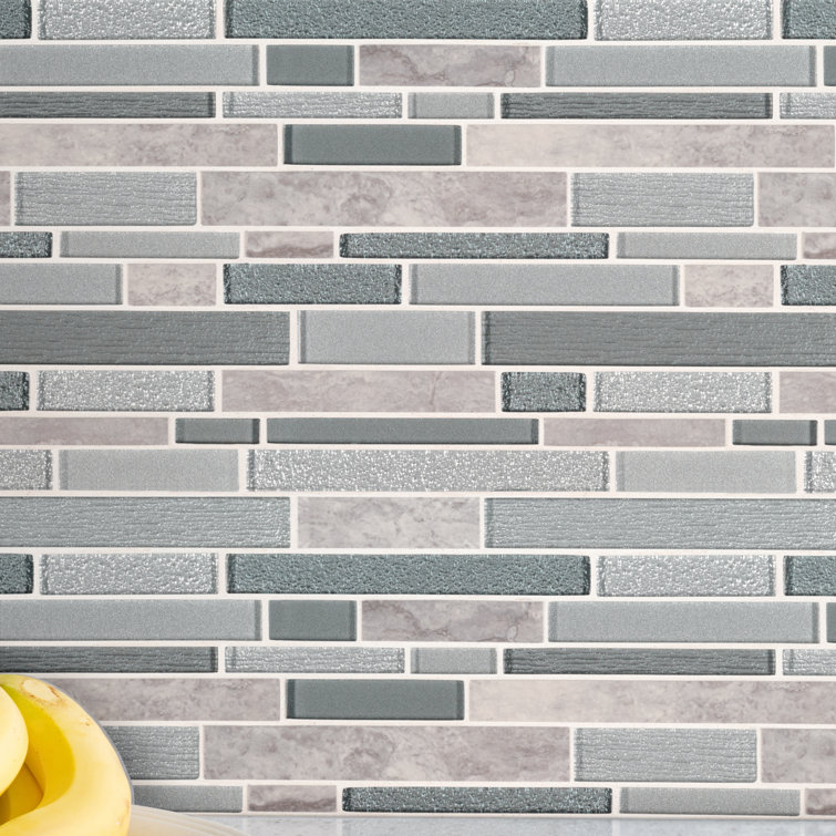 Smoky Alps Gray Porcelain and Glass Mosaic Wall Tile